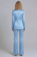 Load image into Gallery viewer, Blue Peak Lapel 2 Piece Single Breasted Wide Leg Prom Suits