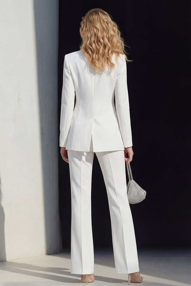 Load image into Gallery viewer, 2 Piece White Peak Lapel Single Breasted Slim Fit Prom Suits