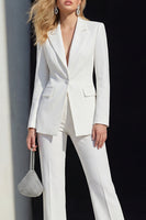 Load image into Gallery viewer, 2 Piece White Peak Lapel Single Breasted Slim Fit Prom Suits