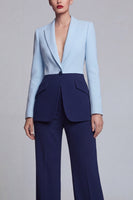 Load image into Gallery viewer, Peak Lapel Black Pink 2 Piece Single Breasted Wide Leg Patchwork Prom Suits