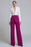 Load image into Gallery viewer, Peak Lapel Black Pink 2 Piece Single Breasted Wide Leg Patchwork Prom Suits
