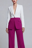 Load image into Gallery viewer, Peak Lapel Black Pink 2 Piece Single Breasted Wide Leg Patchwork Prom Suits