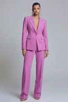 Load image into Gallery viewer, Peak Lapel Purple 2 Piece Single Breasted Slim Fit Prom Suits