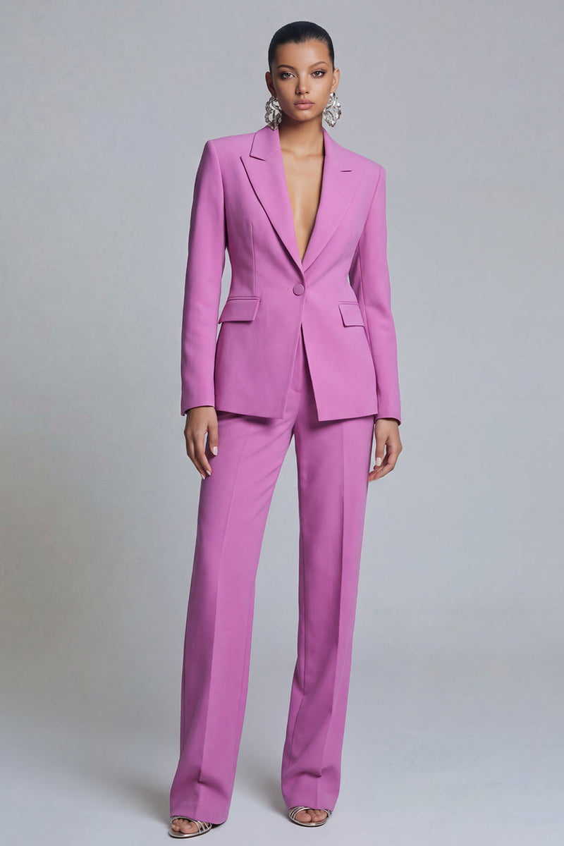 Load image into Gallery viewer, Peak Lapel Purple 2 Piece Single Breasted Slim Fit Prom Suits