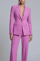 Load image into Gallery viewer, Peak Lapel Purple 2 Piece Single Breasted Slim Fit Prom Suits