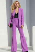 Load image into Gallery viewer, Purple Shawl Lapel Wide Leg Single Breasted 2 Piece Prom Suits