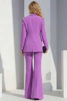 Load image into Gallery viewer, Purple Shawl Lapel Wide Leg Single Breasted 2 Piece Prom Suits