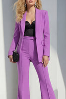 Load image into Gallery viewer, Purple Shawl Lapel Wide Leg Single Breasted 2 Piece Prom Suits