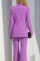 Load image into Gallery viewer, Purple Shawl Lapel Wide Leg Single Breasted 2 Piece Prom Suits