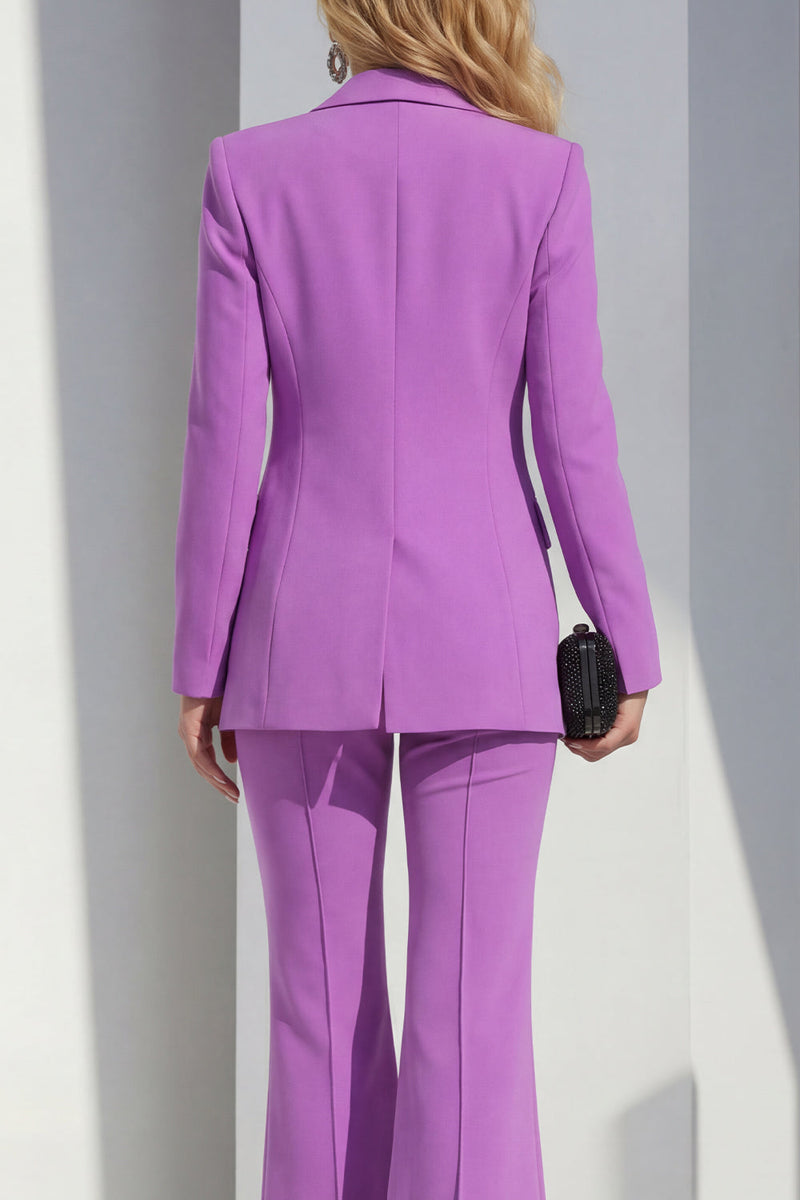 Load image into Gallery viewer, Purple Shawl Lapel Wide Leg Single Breasted 2 Piece Prom Suits