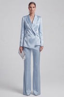 Load image into Gallery viewer, 2 Piece Double Breasted Peak Lapel Slim Fit Blue Prom Suits