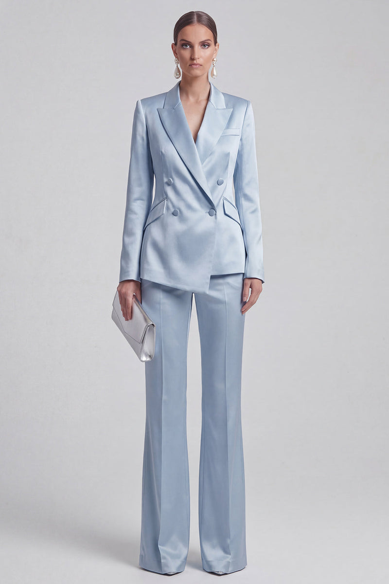 Load image into Gallery viewer, 2 Piece Double Breasted Peak Lapel Slim Fit Blue Prom Suits