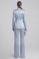 Load image into Gallery viewer, 2 Piece Double Breasted Peak Lapel Slim Fit Blue Prom Suits