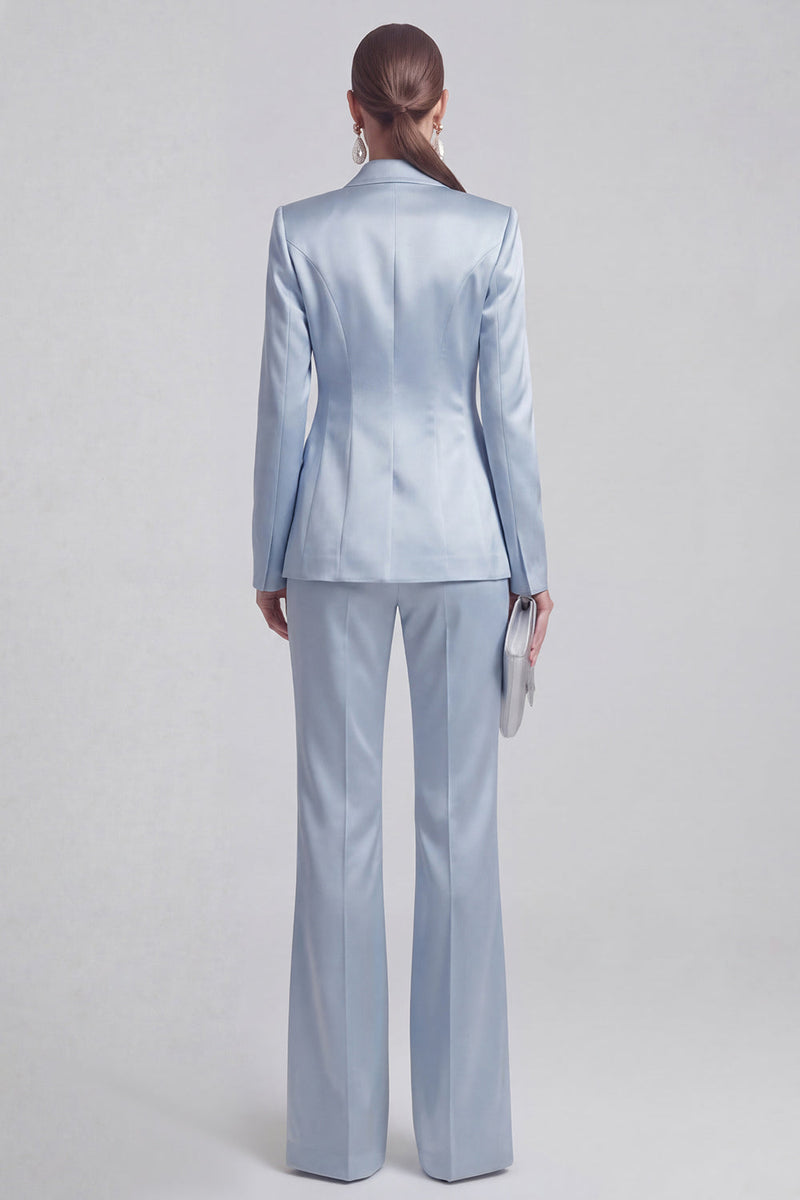 Load image into Gallery viewer, 2 Piece Double Breasted Peak Lapel Slim Fit Blue Prom Suits