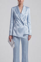 Load image into Gallery viewer, 2 Piece Double Breasted Peak Lapel Slim Fit Blue Prom Suits