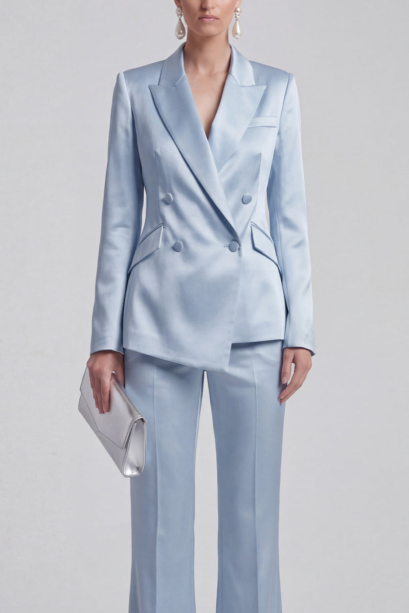 Load image into Gallery viewer, 2 Piece Double Breasted Peak Lapel Slim Fit Blue Prom Suits