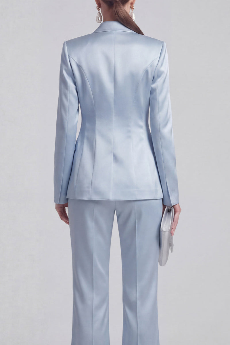 Load image into Gallery viewer, 2 Piece Double Breasted Peak Lapel Slim Fit Blue Prom Suits