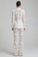 Load image into Gallery viewer, Floral 2 Piece Peak Lapel Single Breasted White Wide Leg Lace Prom Suits