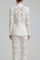 Load image into Gallery viewer, Floral 2 Piece Peak Lapel Single Breasted White Wide Leg Lace Prom Suits