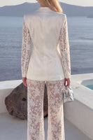 Load image into Gallery viewer, Floral 2 Piece White Peak Lapel Wide Leg Lace Prom Suits