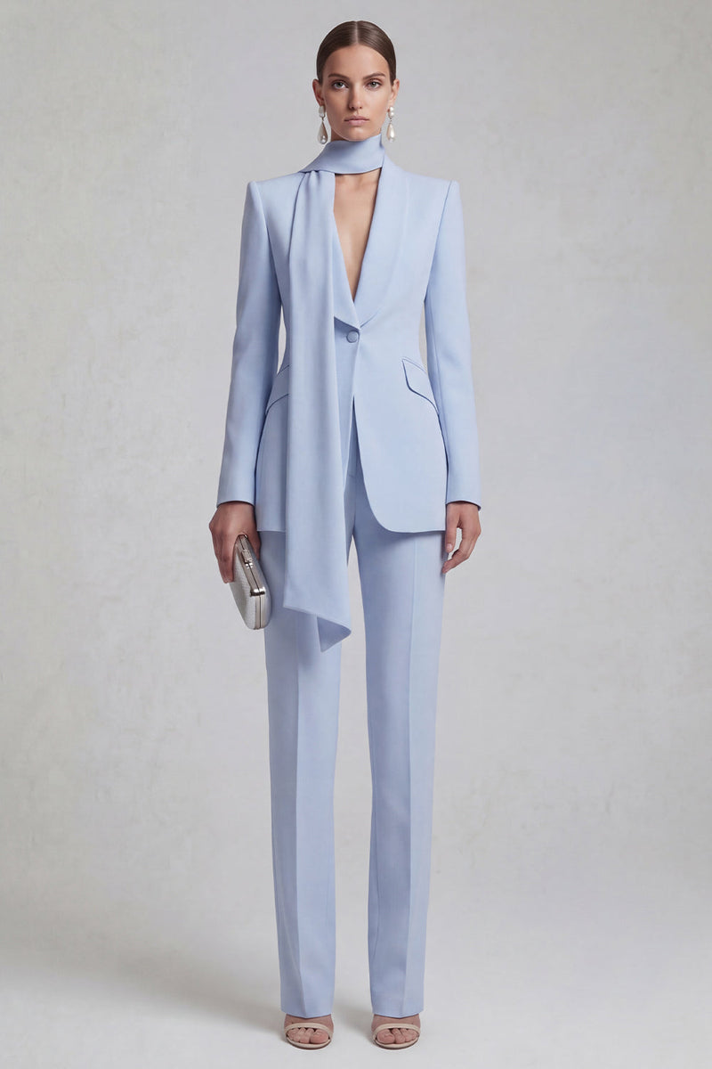 Load image into Gallery viewer, Blue Single Breasted Slim Fit Shawl Lapel 2 Piece Prom Suits