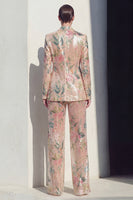 Load image into Gallery viewer, Champagne 2 Piece Floral Notched Lapel Single Breasted Wide Leg Prom Suits