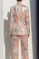 Load image into Gallery viewer, Champagne 2 Piece Floral Notched Lapel Single Breasted Wide Leg Prom Suits