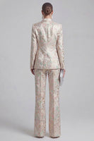 Load image into Gallery viewer, 2 Piece Floral Peak Lapel Double Breasted Slim Fit Champagne Pink Prom Suits