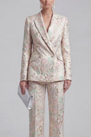 Load image into Gallery viewer, 2 Piece Floral Peak Lapel Double Breasted Slim Fit Champagne Pink Prom Suits