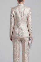 Load image into Gallery viewer, 2 Piece Floral Peak Lapel Double Breasted Slim Fit Champagne Pink Prom Suits