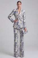 Load image into Gallery viewer, 2 Piece Floral Peak Lapel Double Breasted Slim Fit Champagne Pink Prom Suits