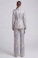 Load image into Gallery viewer, 2 Piece Floral Peak Lapel Double Breasted Slim Fit Champagne Pink Prom Suits