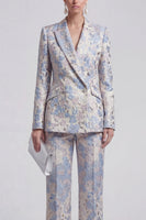 Load image into Gallery viewer, 2 Piece Floral Peak Lapel Double Breasted Slim Fit Champagne Pink Prom Suits