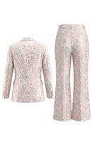 Load image into Gallery viewer, 2 Piece Floral Peak Lapel Double Breasted Slim Fit Champagne Pink Prom Suits