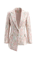Load image into Gallery viewer, 2 Piece Floral Peak Lapel Double Breasted Slim Fit Champagne Pink Prom Suits