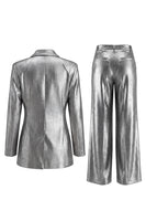 Load image into Gallery viewer, Shawl Lapel Grey 2 Piece Wide Leg Prom Suits with Bow