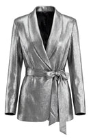 Load image into Gallery viewer, Shawl Lapel Grey 2 Piece Wide Leg Prom Suits with Bow
