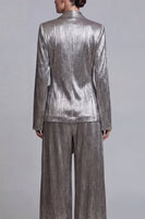 Load image into Gallery viewer, Shawl Lapel Grey 2 Piece Wide Leg Prom Suits with Bow