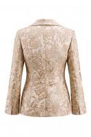 Load image into Gallery viewer, Champagne Shawl Lapel Floral Wide Leg 2 Piece Prom Suits with Bow