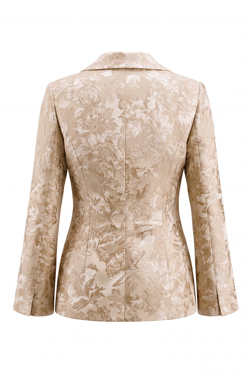 Load image into Gallery viewer, Champagne Shawl Lapel Floral Wide Leg 2 Piece Prom Suits with Bow