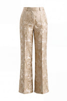 Load image into Gallery viewer, Champagne Shawl Lapel Floral Wide Leg 2 Piece Prom Suits with Bow