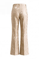 Load image into Gallery viewer, Champagne Shawl Lapel Floral Wide Leg 2 Piece Prom Suits with Bow