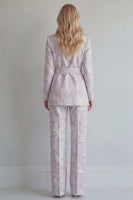 Load image into Gallery viewer, Floral Single Breasted 2 Piece Lilac Peak Lapel Wide Leg Prom Suits with Belt