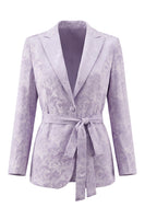 Load image into Gallery viewer, Floral Single Breasted 2 Piece Lilac Peak Lapel Wide Leg Prom Suits with Belt