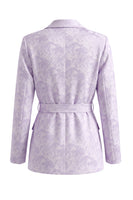 Load image into Gallery viewer, Floral Single Breasted 2 Piece Lilac Peak Lapel Wide Leg Prom Suits with Belt