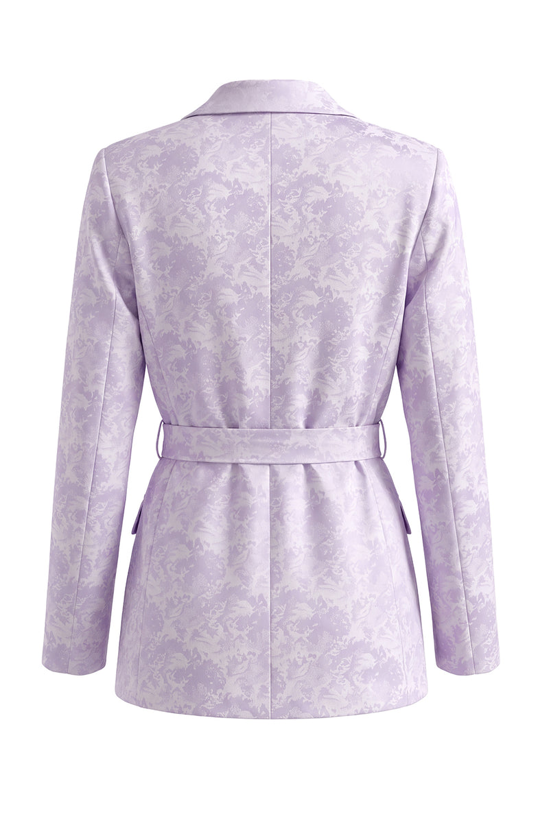 Load image into Gallery viewer, Floral Single Breasted 2 Piece Lilac Peak Lapel Wide Leg Prom Suits with Belt