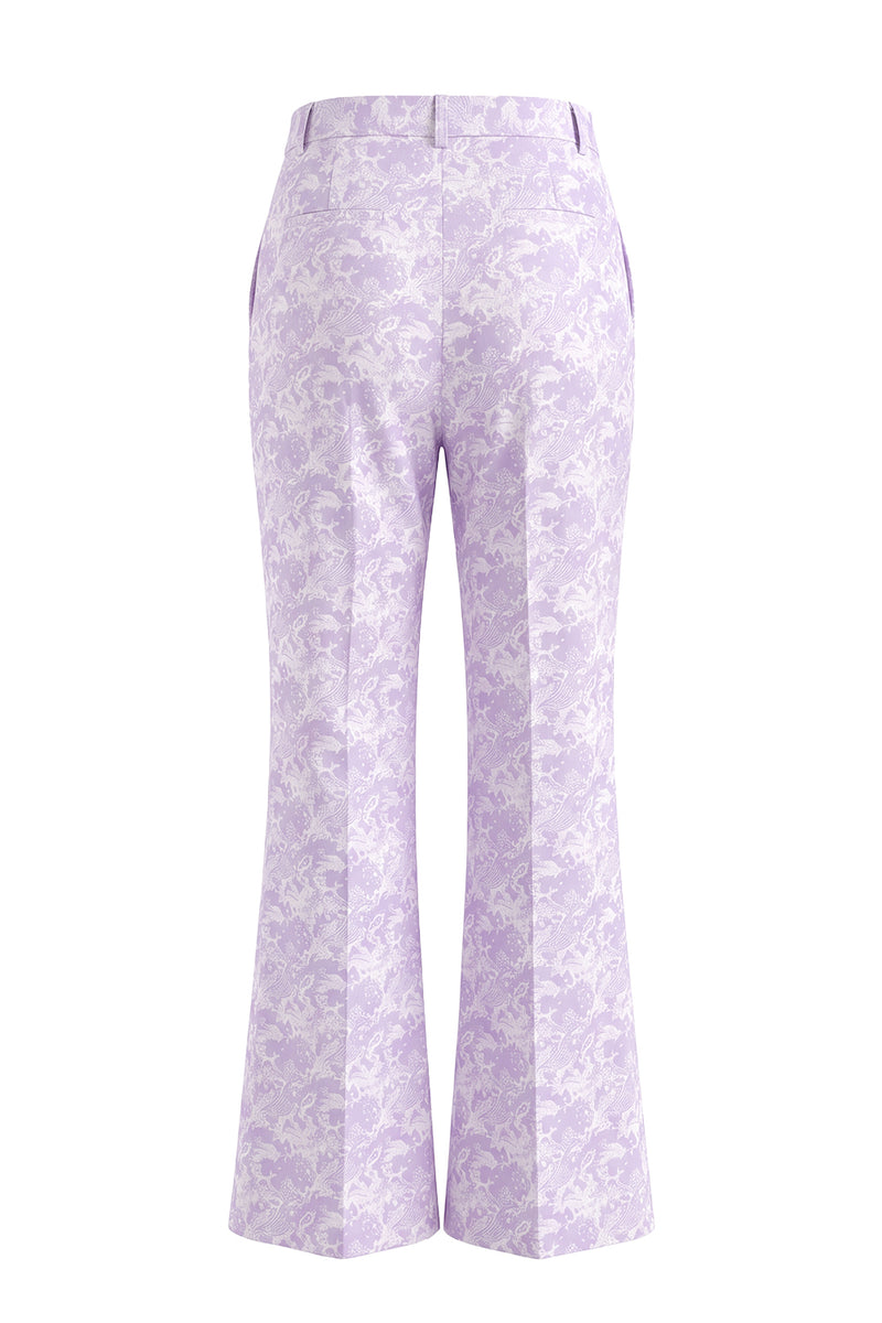 Load image into Gallery viewer, Floral Single Breasted 2 Piece Lilac Peak Lapel Wide Leg Prom Suits with Belt
