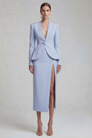 Load image into Gallery viewer, Single Breasted Blue Shawl Lapel 2 Piece Wide Leg Business Suits with Slit