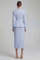 Load image into Gallery viewer, Single Breasted Blue Shawl Lapel 2 Piece Wide Leg Business Suits with Slit