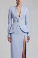 Load image into Gallery viewer, Single Breasted Blue Shawl Lapel 2 Piece Wide Leg Business Suits with Slit